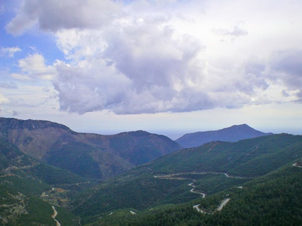 The view to the east, through the Nur Mountains. Syria in the haze on the far side.