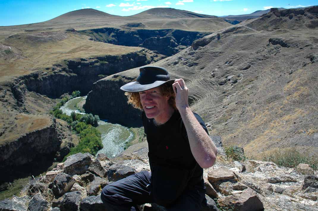 Mike Pole above the Akhurian River, at Ani, Turkey.