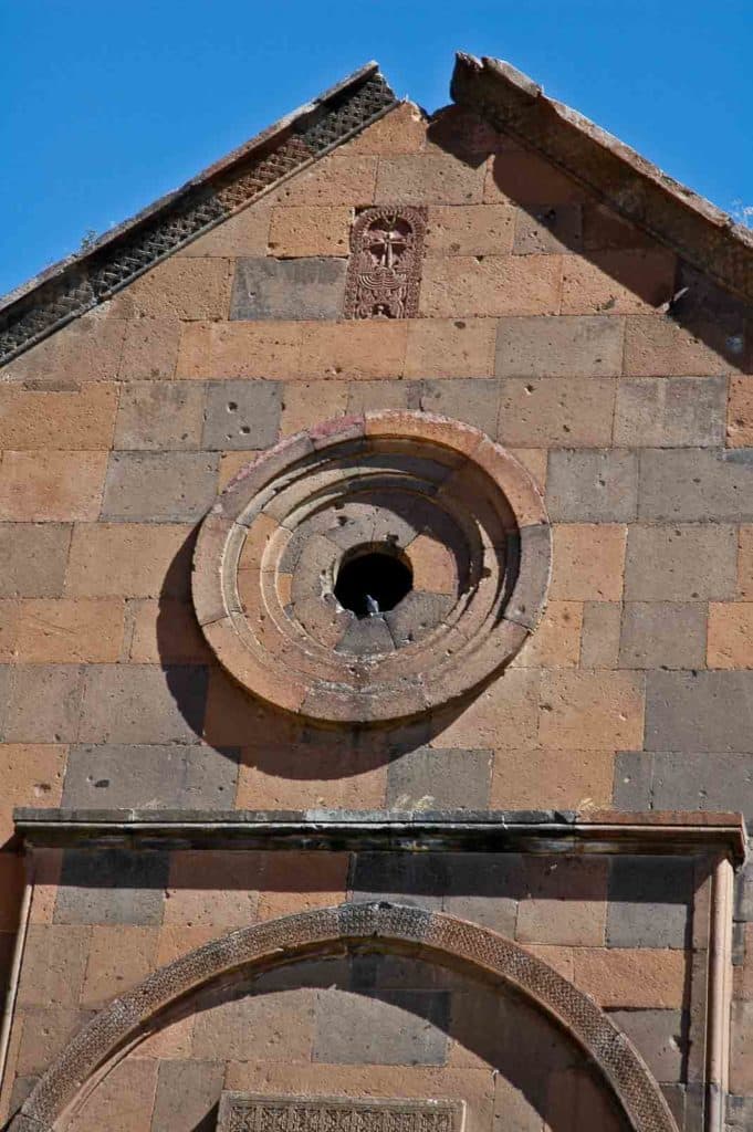 What I take to be bullet holes on the ruins of Ani, Turkey.