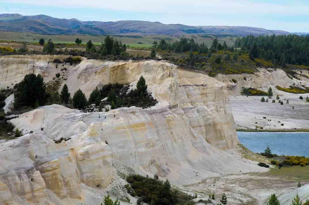 Miocene braided river sediments at Grey Lake, near St Bathans, New Zealand.