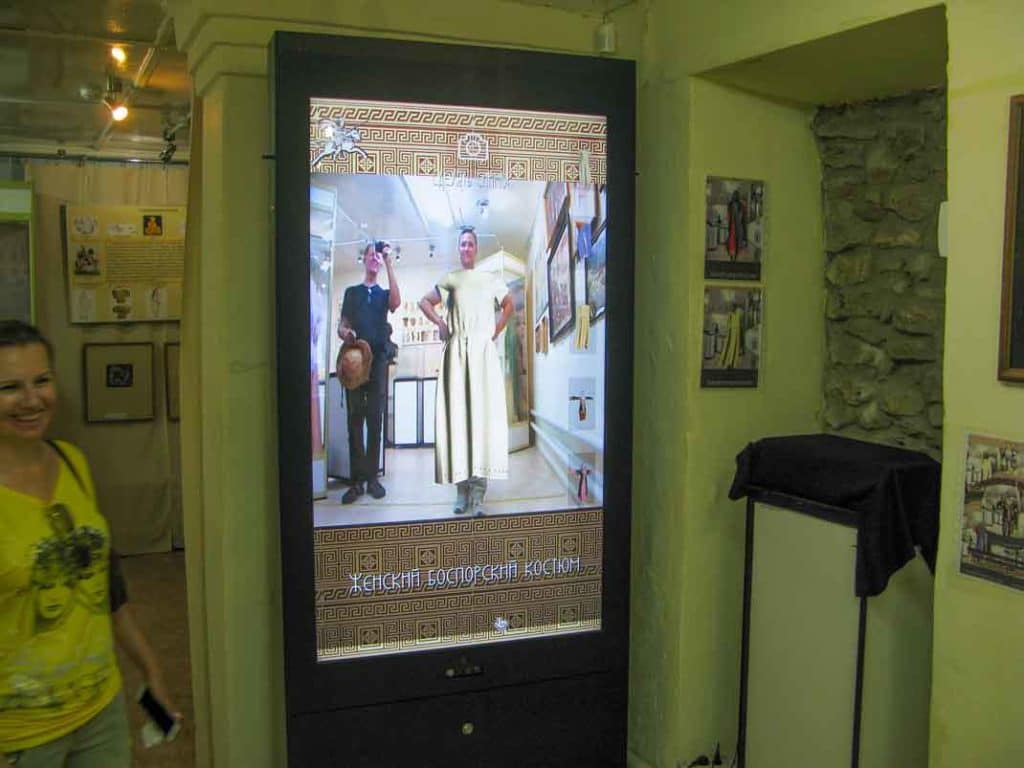 In the Tanais Museum you can stand on a spot and watch a screen showing you wearing a variety of reconstructed ancient costumes.