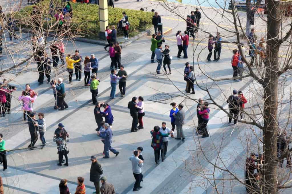 Ballroom dancing spotted from the Nanjing city wall.
