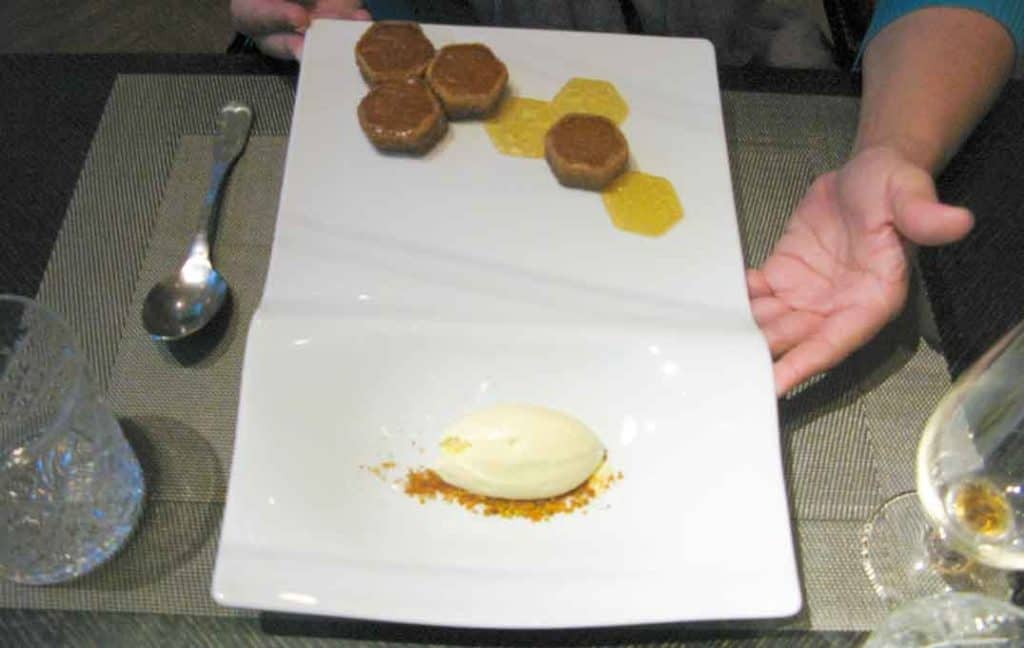 Honey cake with wax ice cream