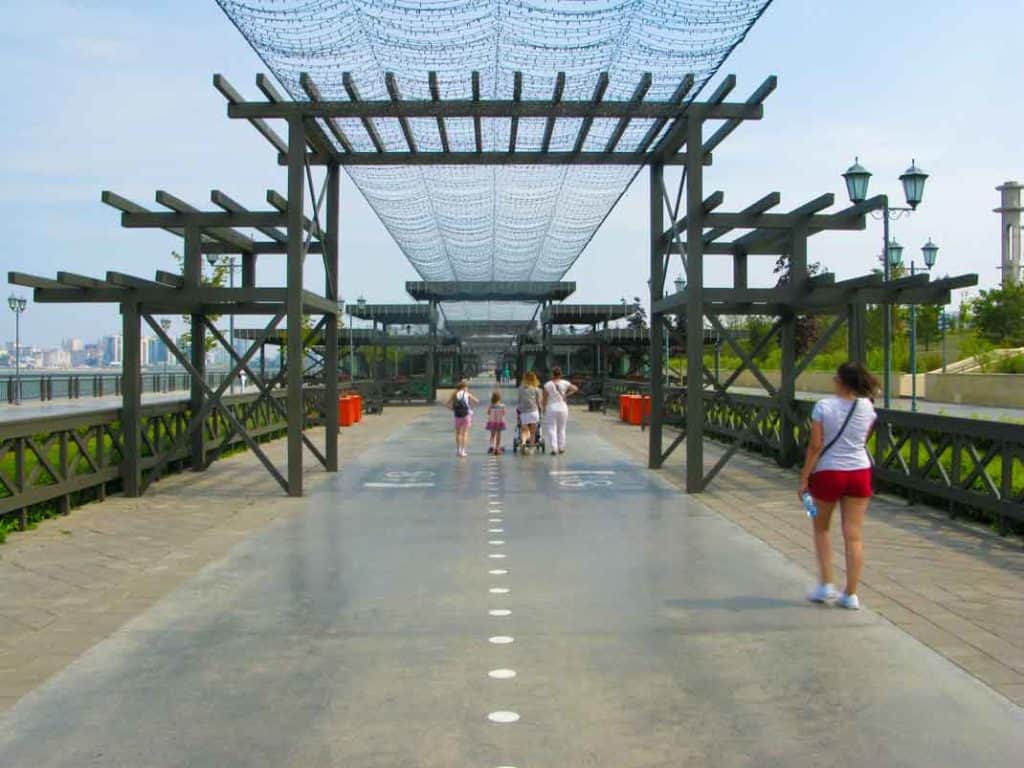 Part of the very long boardwalk along the river in Kazan.