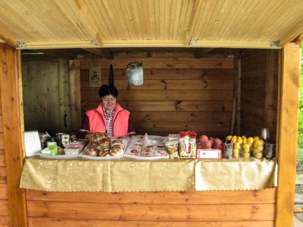 An Adygian woman in her road-side shop on the way to the Lagonaki Plateau. Adygia.