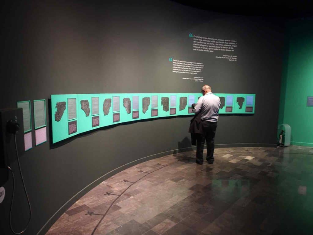 A wall of Mexico City’s National Museum of Anthropology devoted to displaying The Maya Codex of Mexico for sight-impaired people.