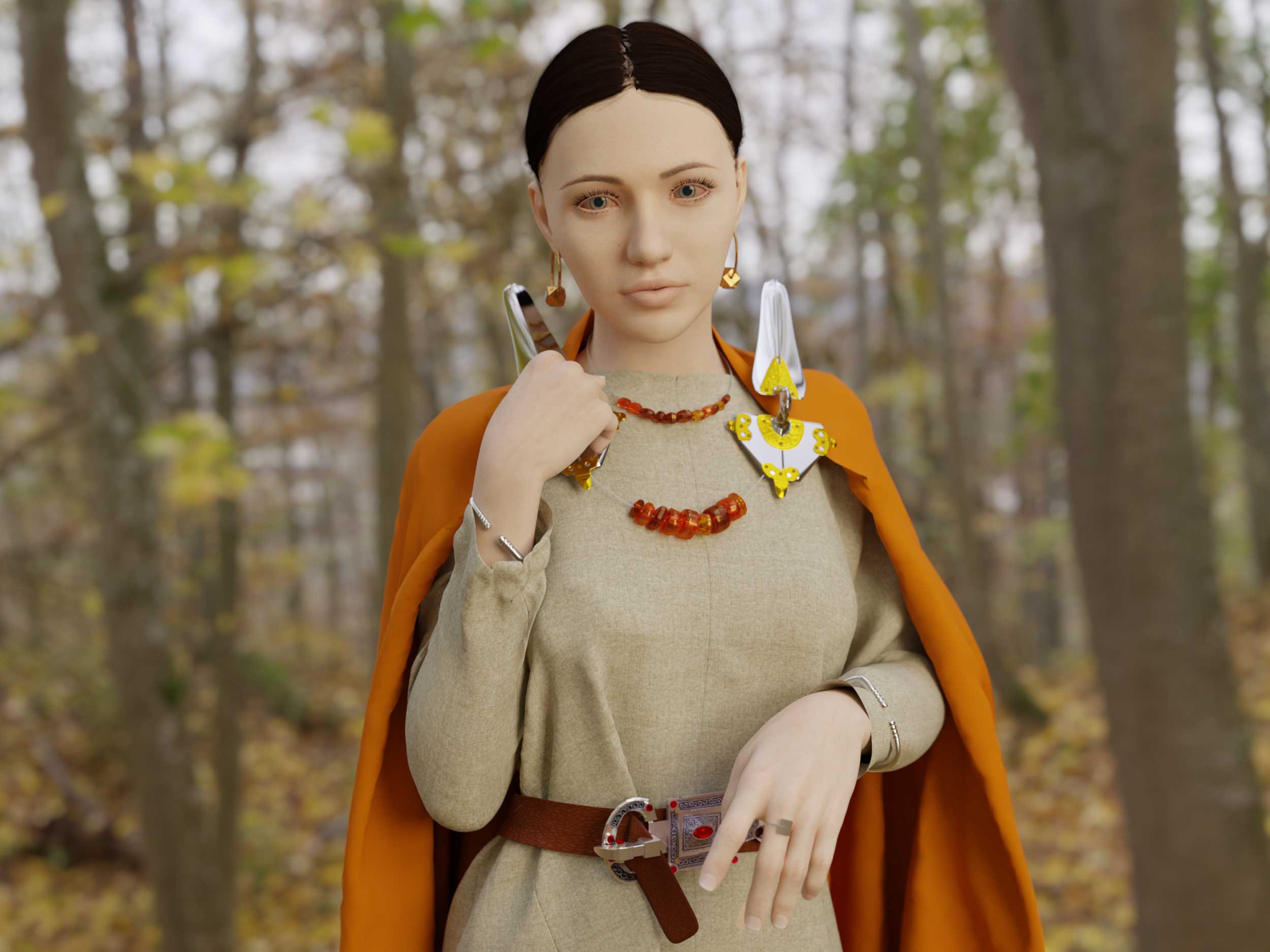 CG reconstruction of costume of Crimean Gothic woman of seventh century (Mike Pole)